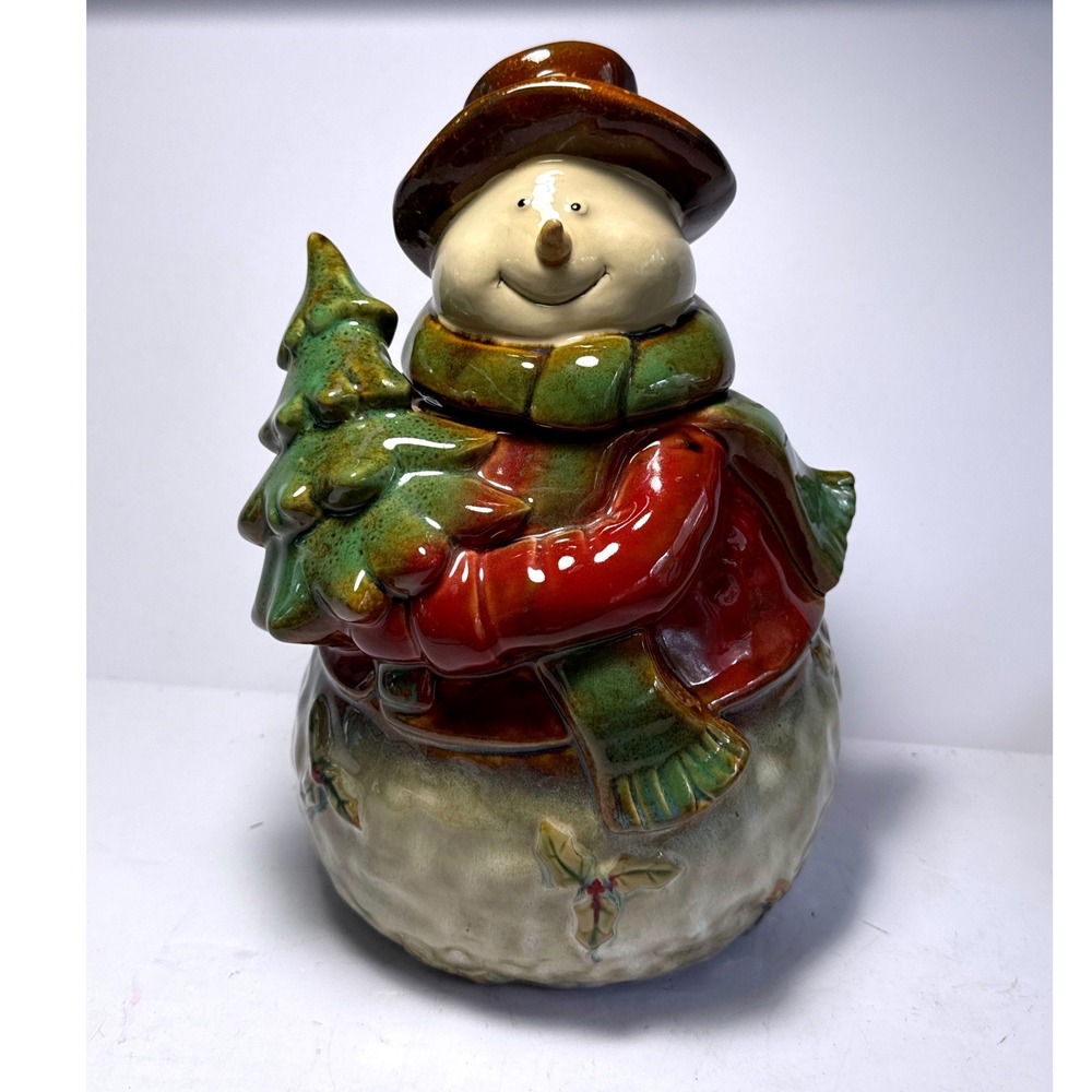 Target Cookie Jar Holiday 2010 Snowman Multicolor Stoneware Christmas